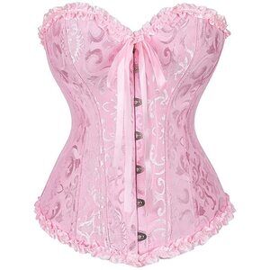 6851 Plus Size Corset Bustier Lace Up Overbust Bustier Lingerie Bodyshaper